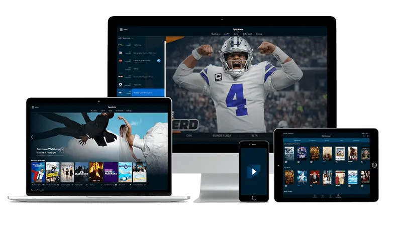 Televisions, tablet and phone showing live channels from IPTV Systems
